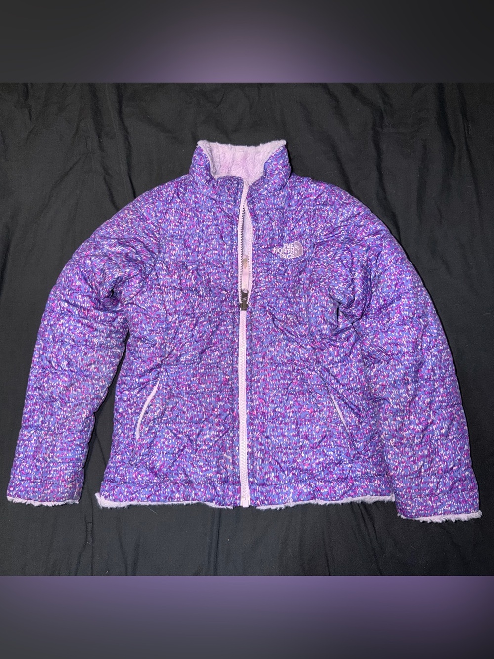 The North Face Girls' Purple Fleece-Lined Puffer Reversible Jacket